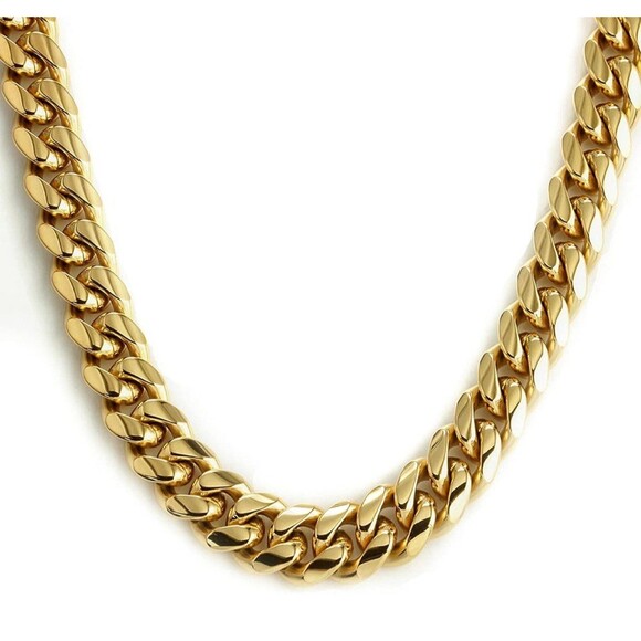 18K Gold Plated Cuban Link Chain 18in Long Strong Heavy Boxed Men Women Jewelry - Picture 4 of 9